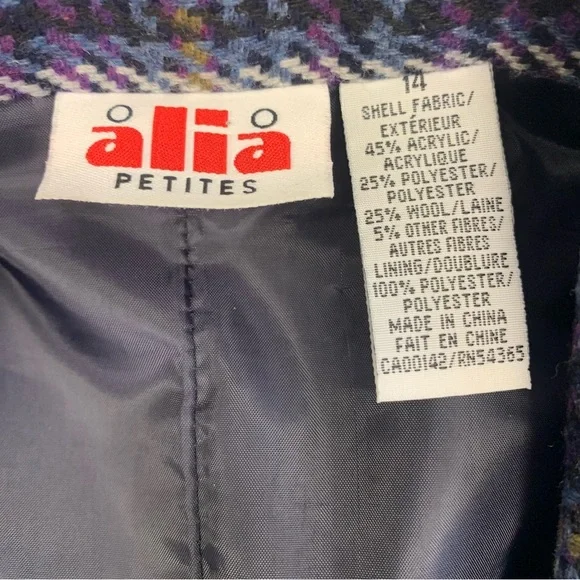 Y2K Alia Petites Wool Blend Plaid Blazer - Picture 9 of 9
